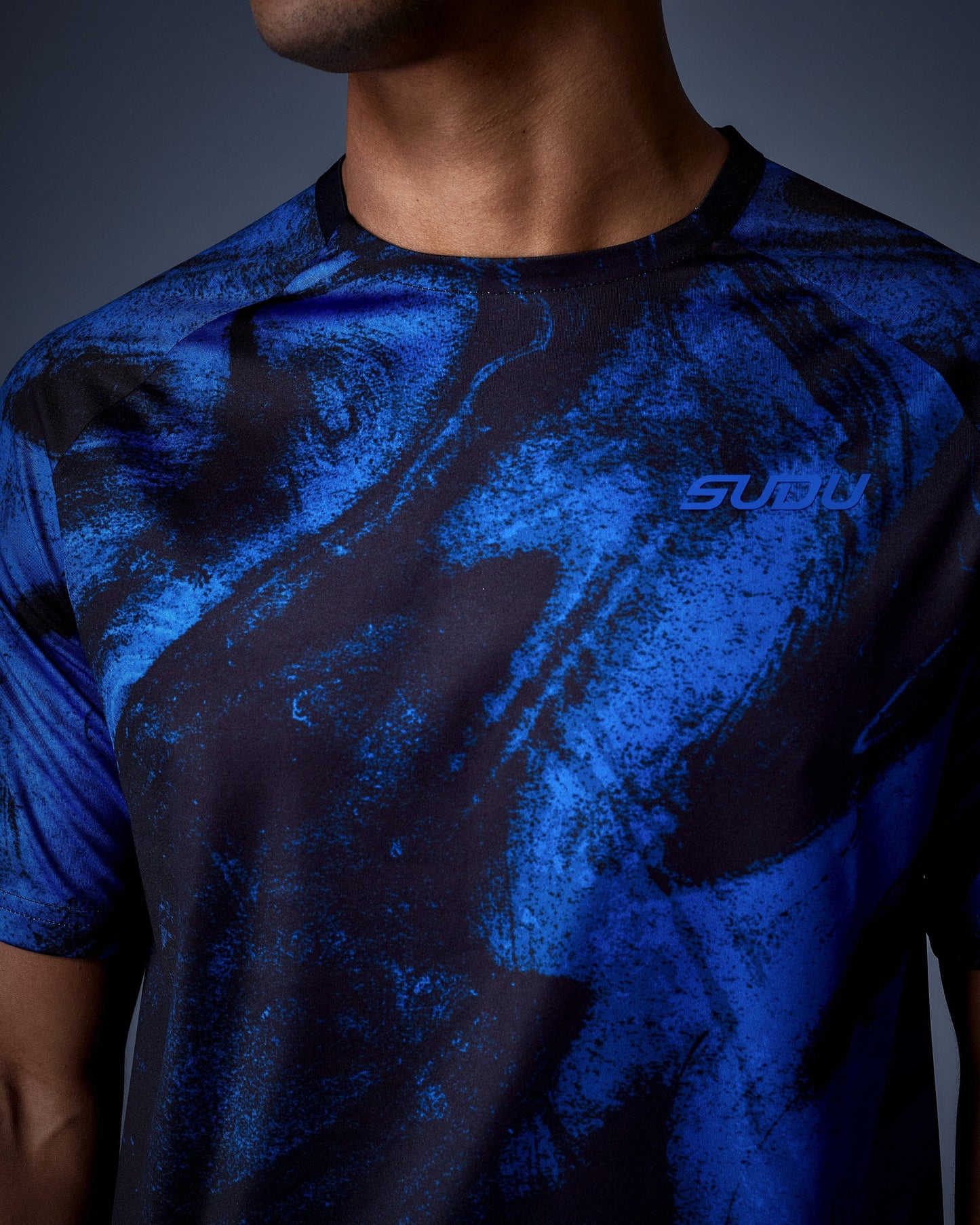 SUDU SPT AOP 01 Training T-Shirt - Black/Blue Short Sleeve T-Shirt