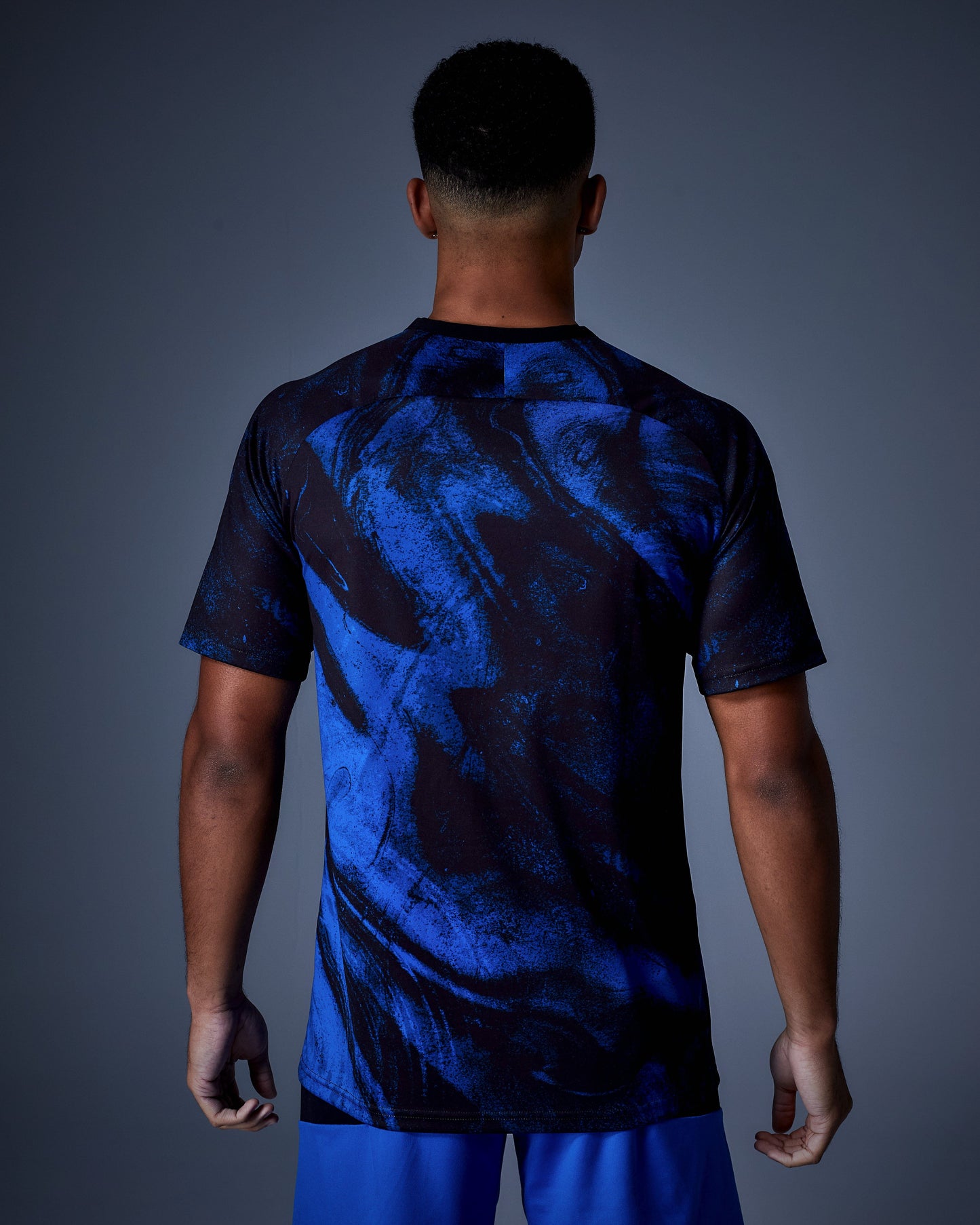 SUDU SPT AOP 01 Training T-Shirt - Black/Blue Short Sleeve T-Shirt