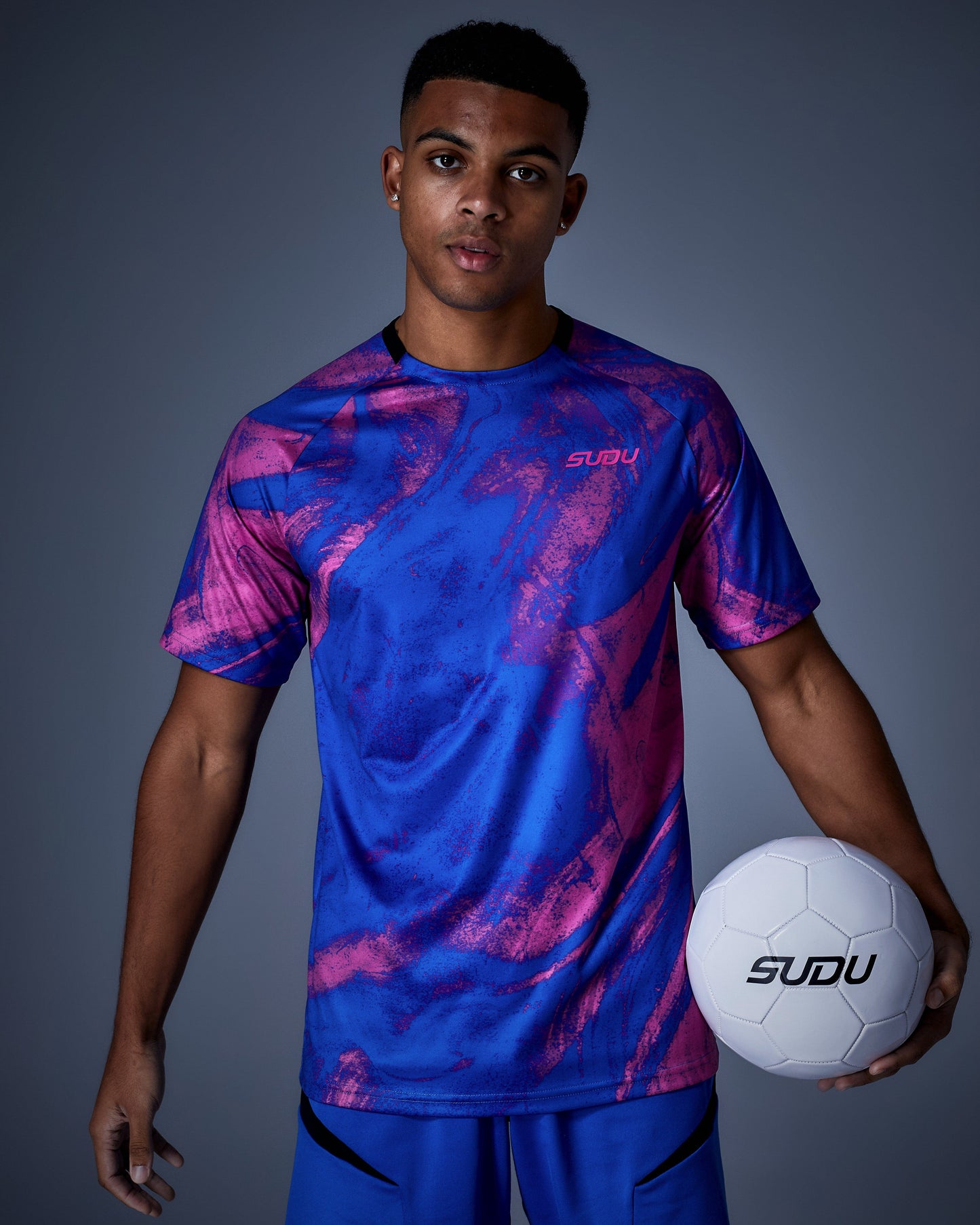 SUDU SPT AOP 01 Training T-Shirt - Blue/Pink Short Sleeve T-Shirt