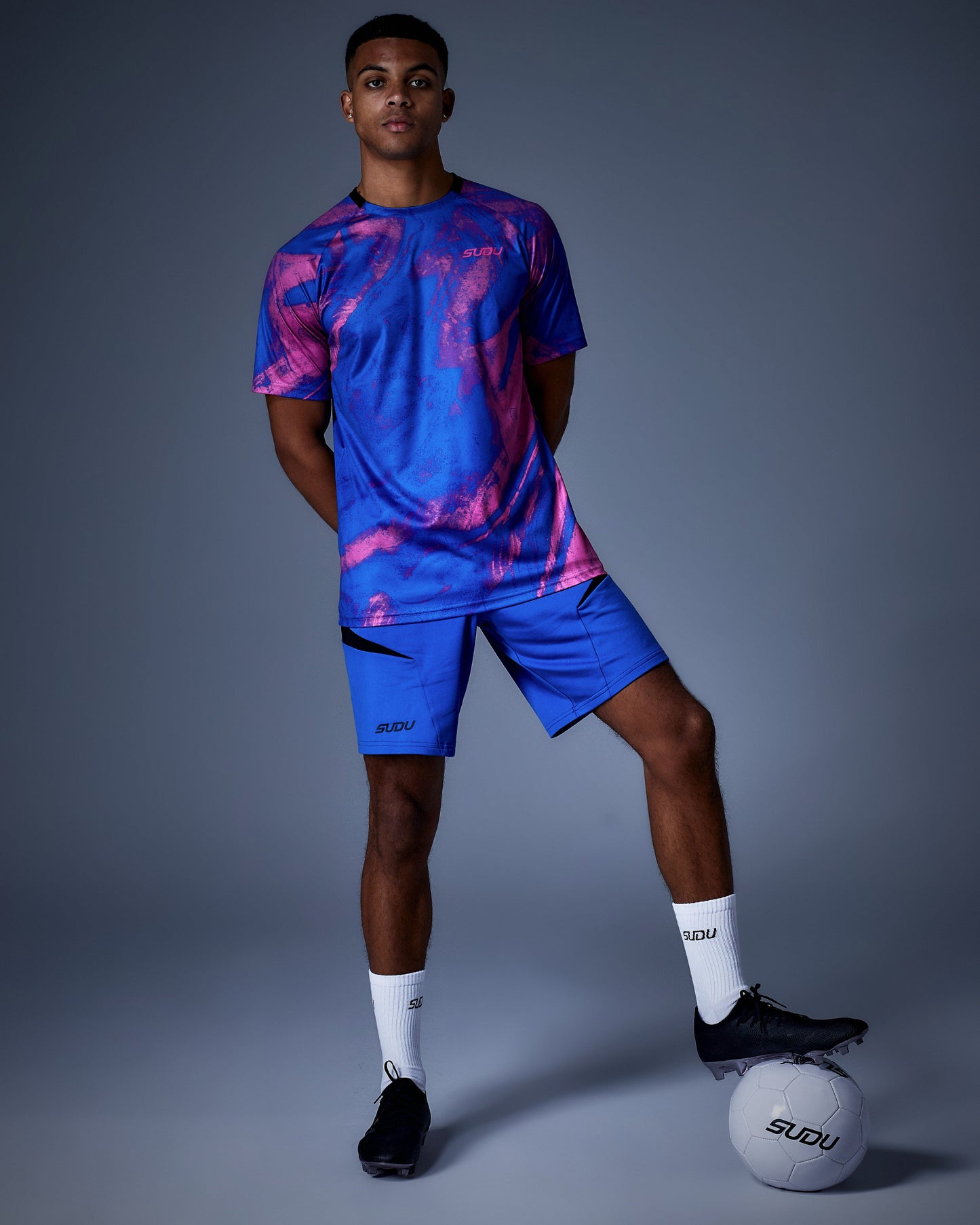 SUDU SPT AOP 01 Training T-Shirt - Blue/Pink Short Sleeve T-Shirt