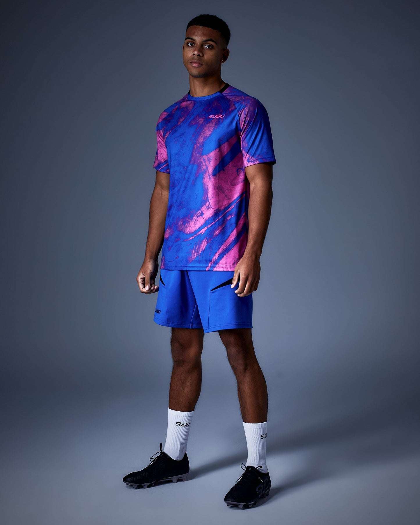 SUDU SPT AOP 01 Training T-Shirt - Blue/Pink Short Sleeve T-Shirt