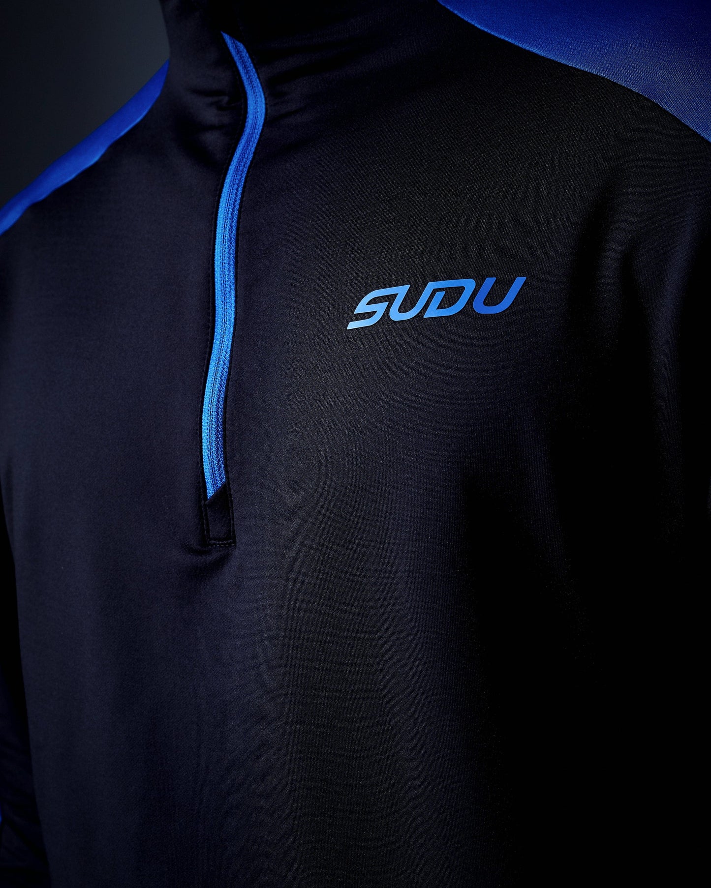 SUDU SPZM 01 Quarter Zip Midlayer - Black/Blue Midlayer