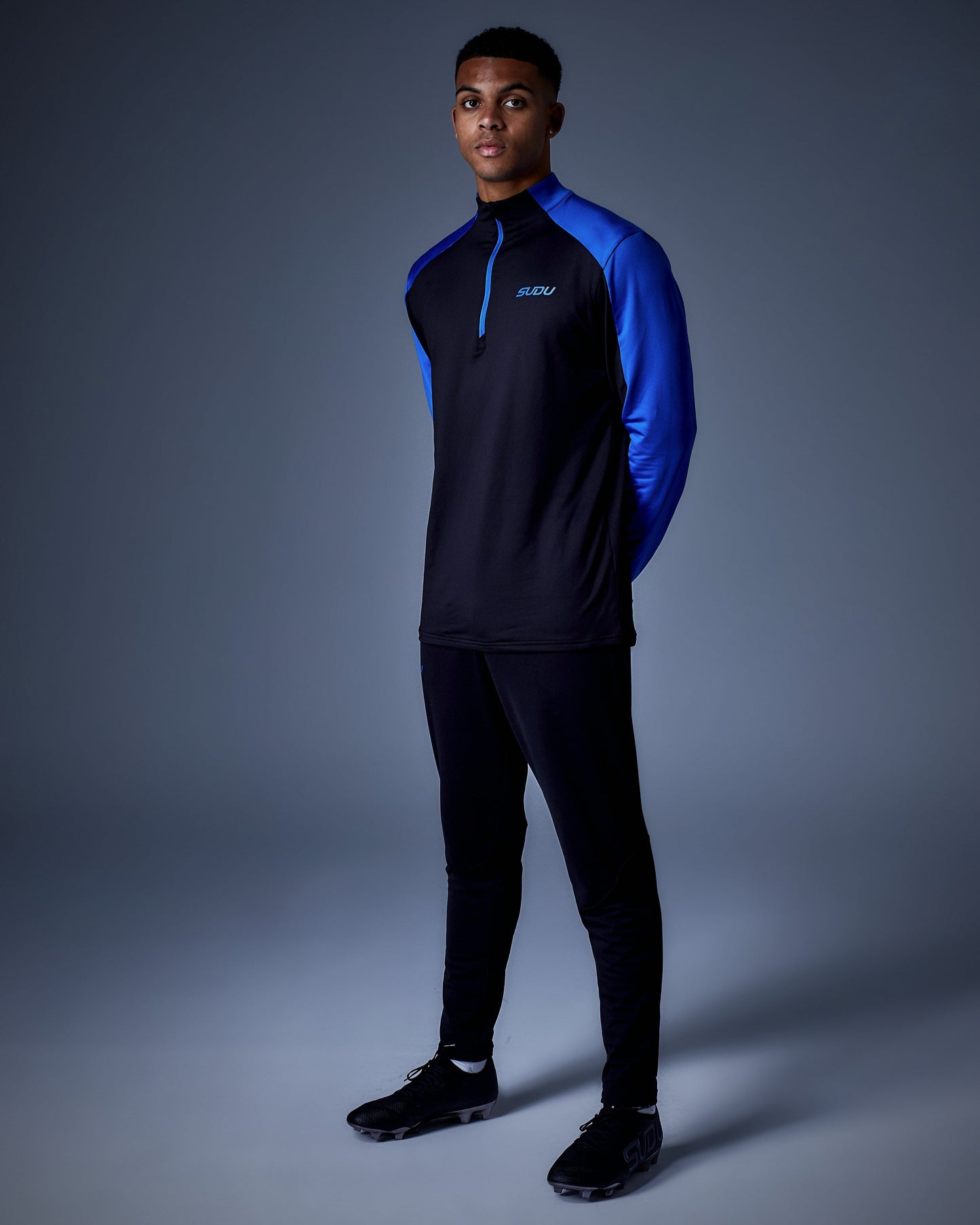 SUDU SPZM 01 Quarter Zip Midlayer - Black/Blue Midlayer