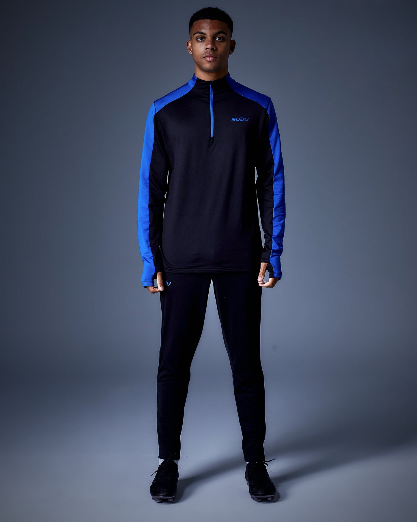 SUDU SPZM 01 Quarter Zip Midlayer - Black/Blue Midlayer