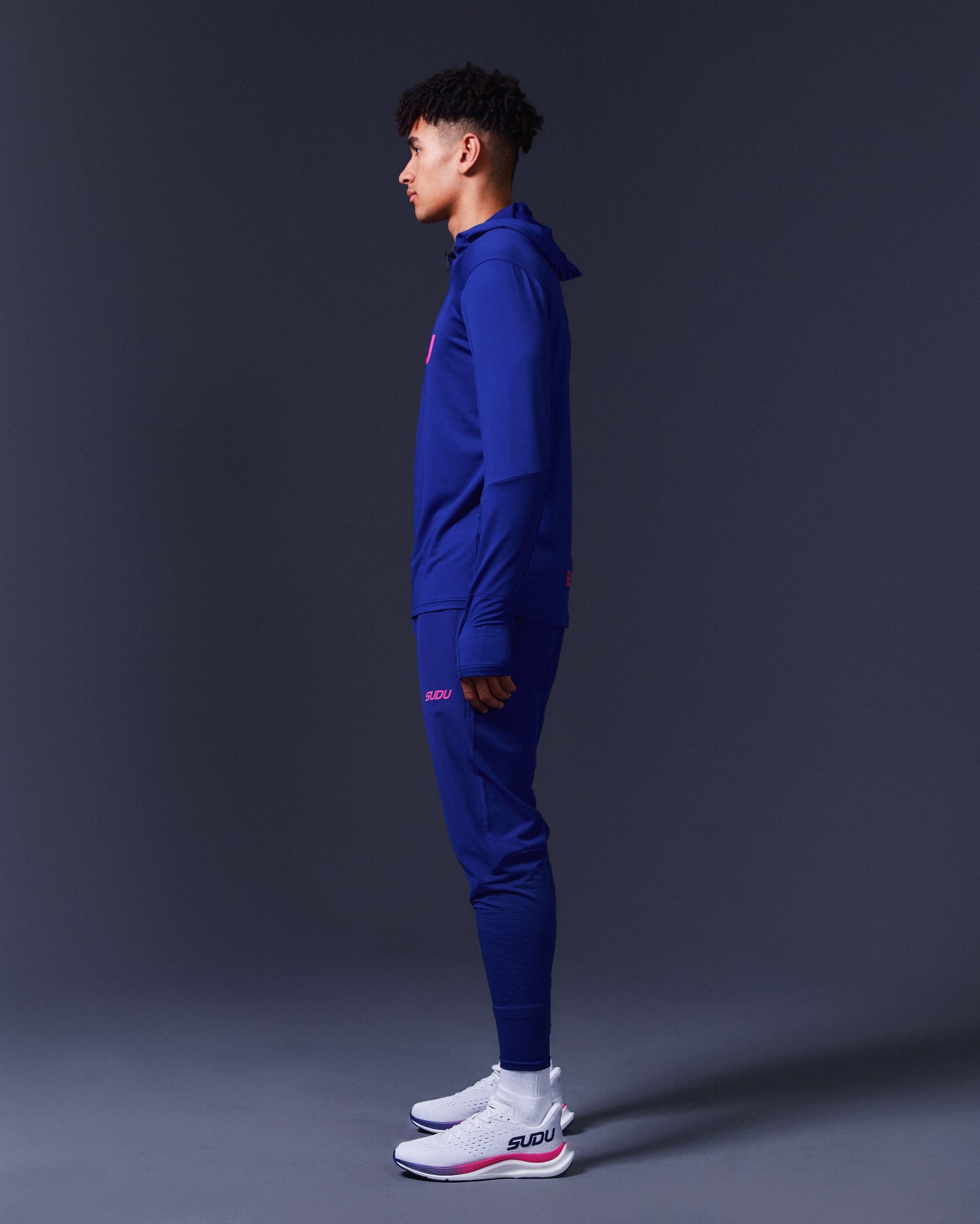 SUDU SRH 01 Run Hoody - Belleweather Blue / Carmine Rose Hoodie