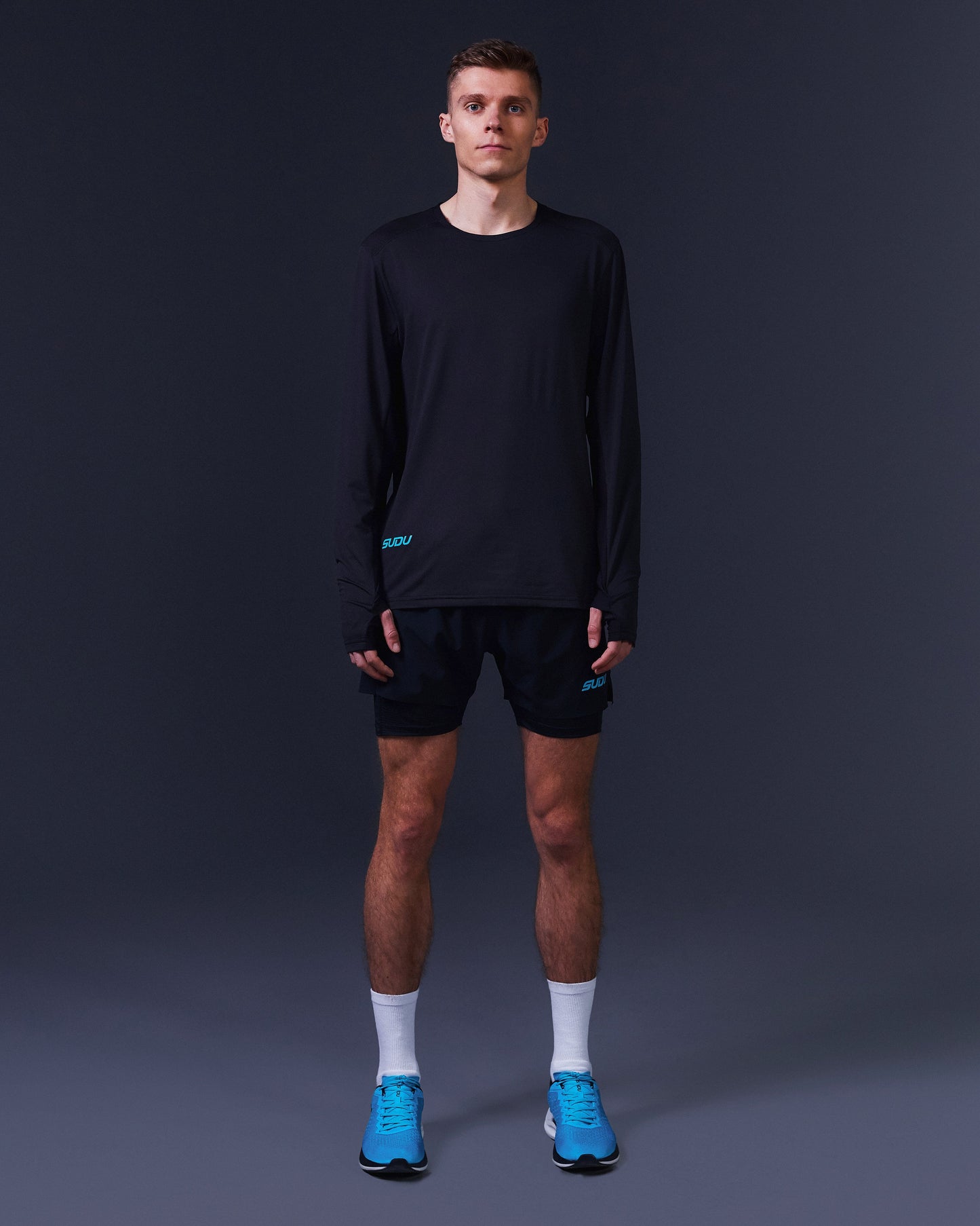SUDU SRT LS 01 Run Long Sleeve Shirt - Black Beauty / Aquarius XS Long Sleeve Shirt