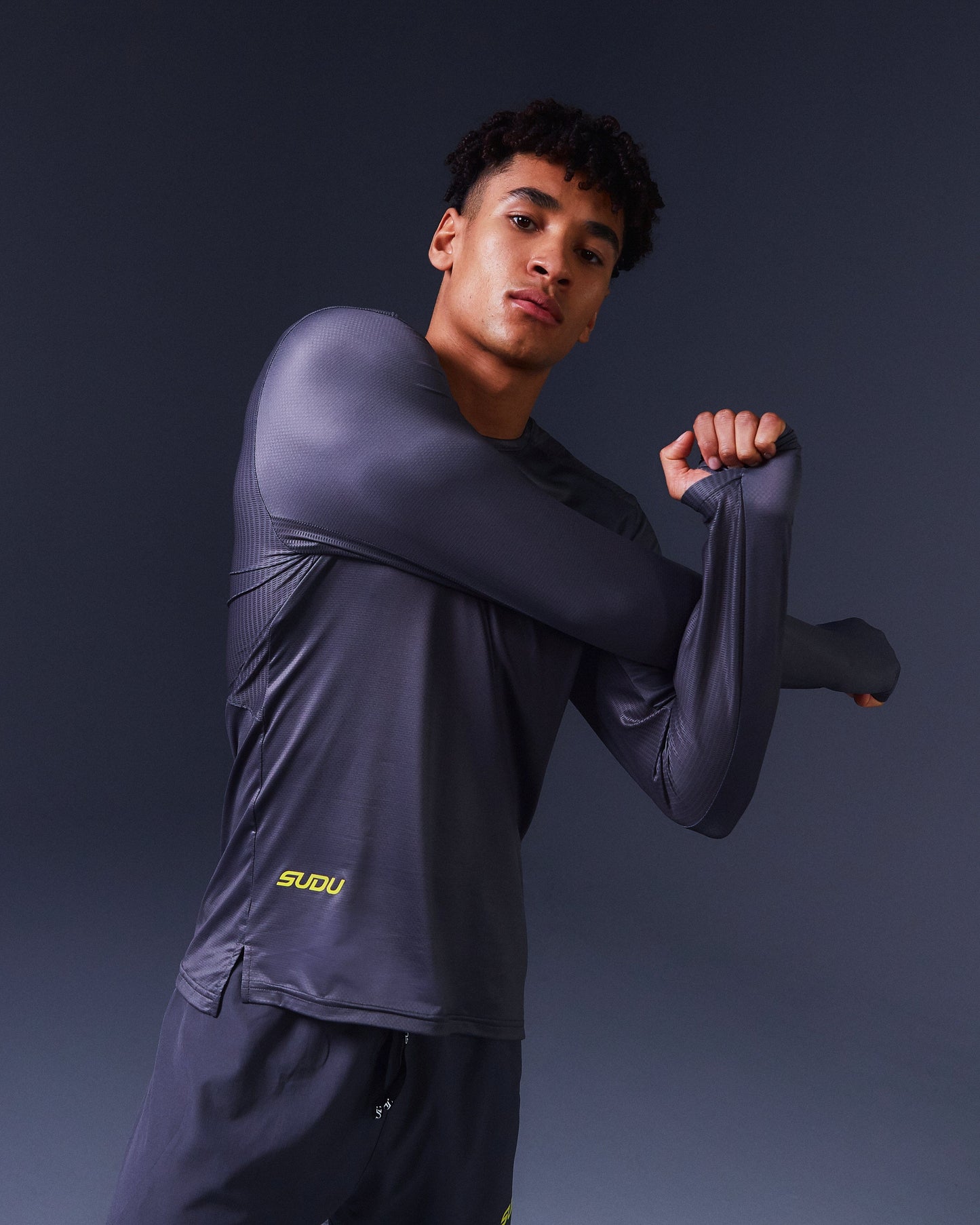 SUDU SRT LS 01 Run Long Sleeve Shirt - Iron Gate / Blazing Yellow Long Sleeve Shirt