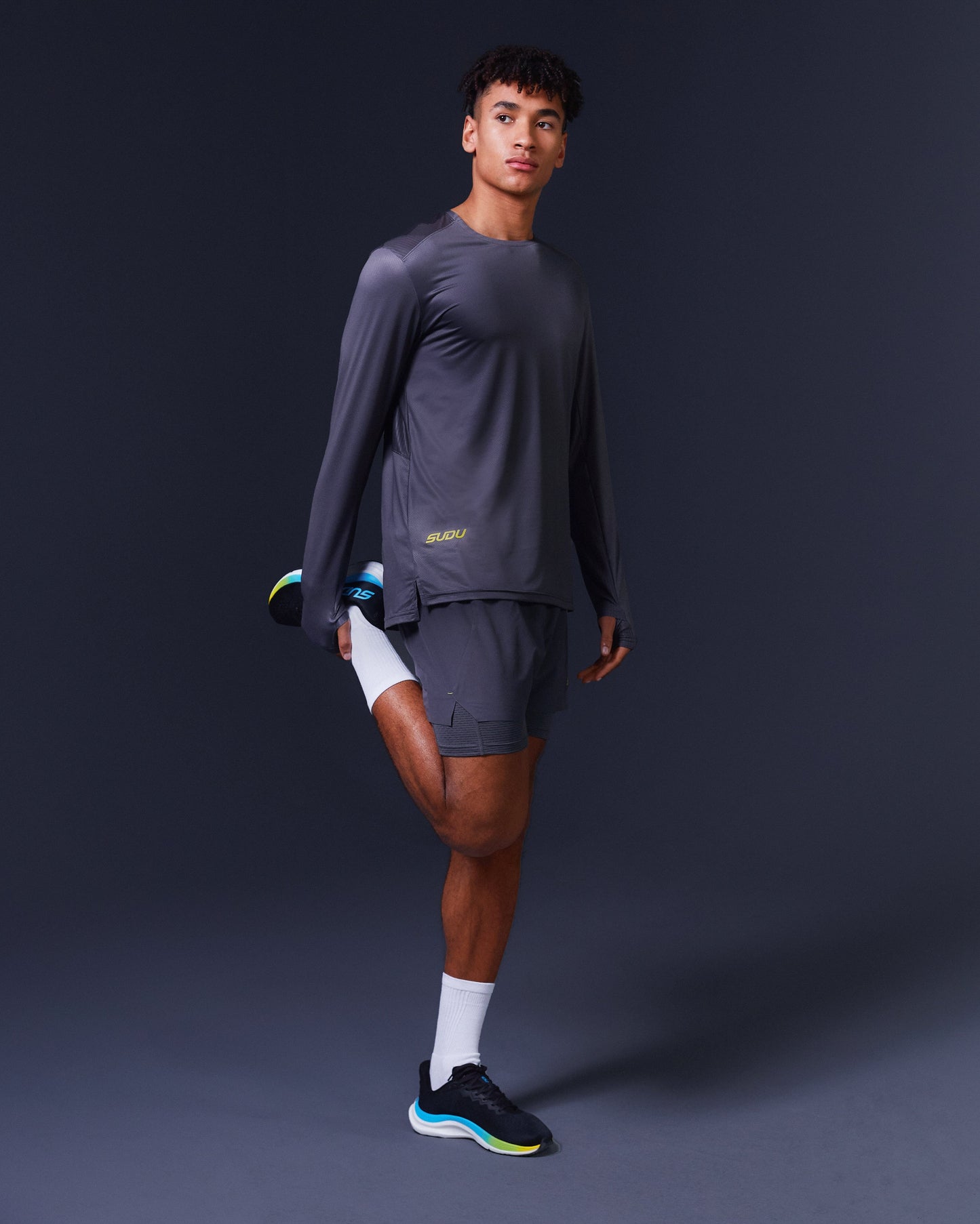 SUDU SRT LS 01 Run Long Sleeve Shirt - Iron Gate / Blazing Yellow Long Sleeve Shirt