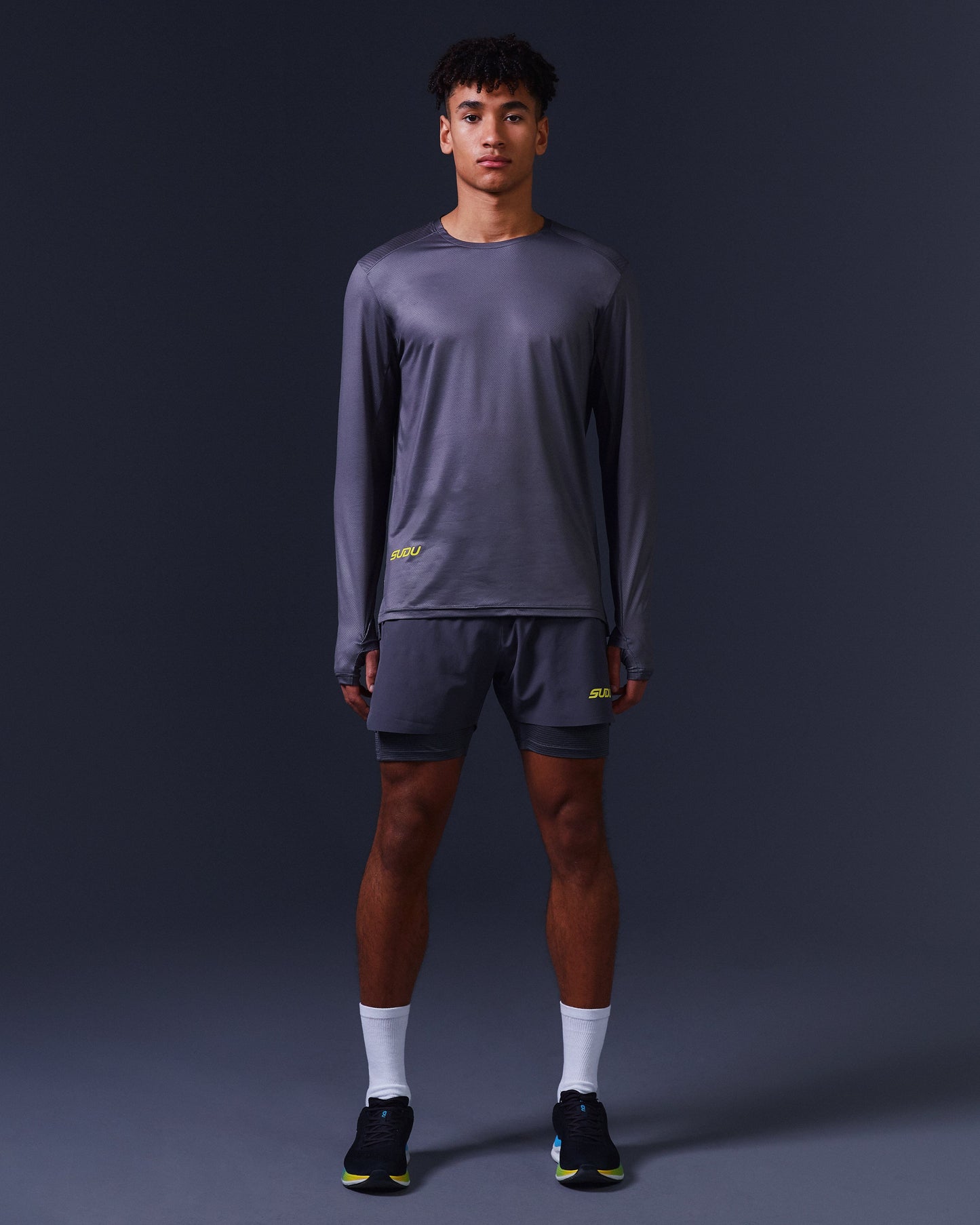 SUDU SRT LS 01 Run Long Sleeve Shirt - Iron Gate / Blazing Yellow XS Long Sleeve Shirt