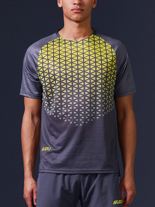 SUDU SRT SS 01 Run Short Sleeve T-Shirt - Grey/Yellow Short Sleeve T-Shirt
