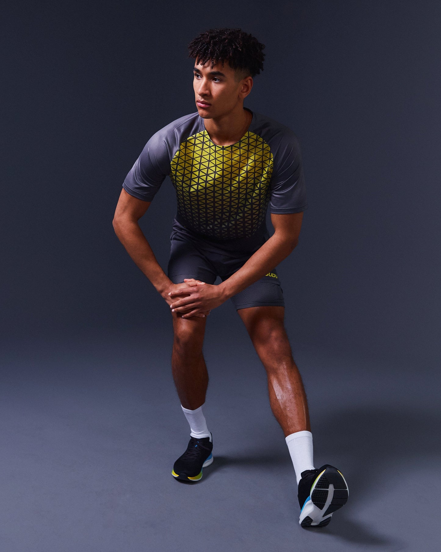 SUDU SRT SS 01 Run Short Sleeve T-Shirt - Iron Gate / Blazing Yellow Short Sleeve T-Shirt