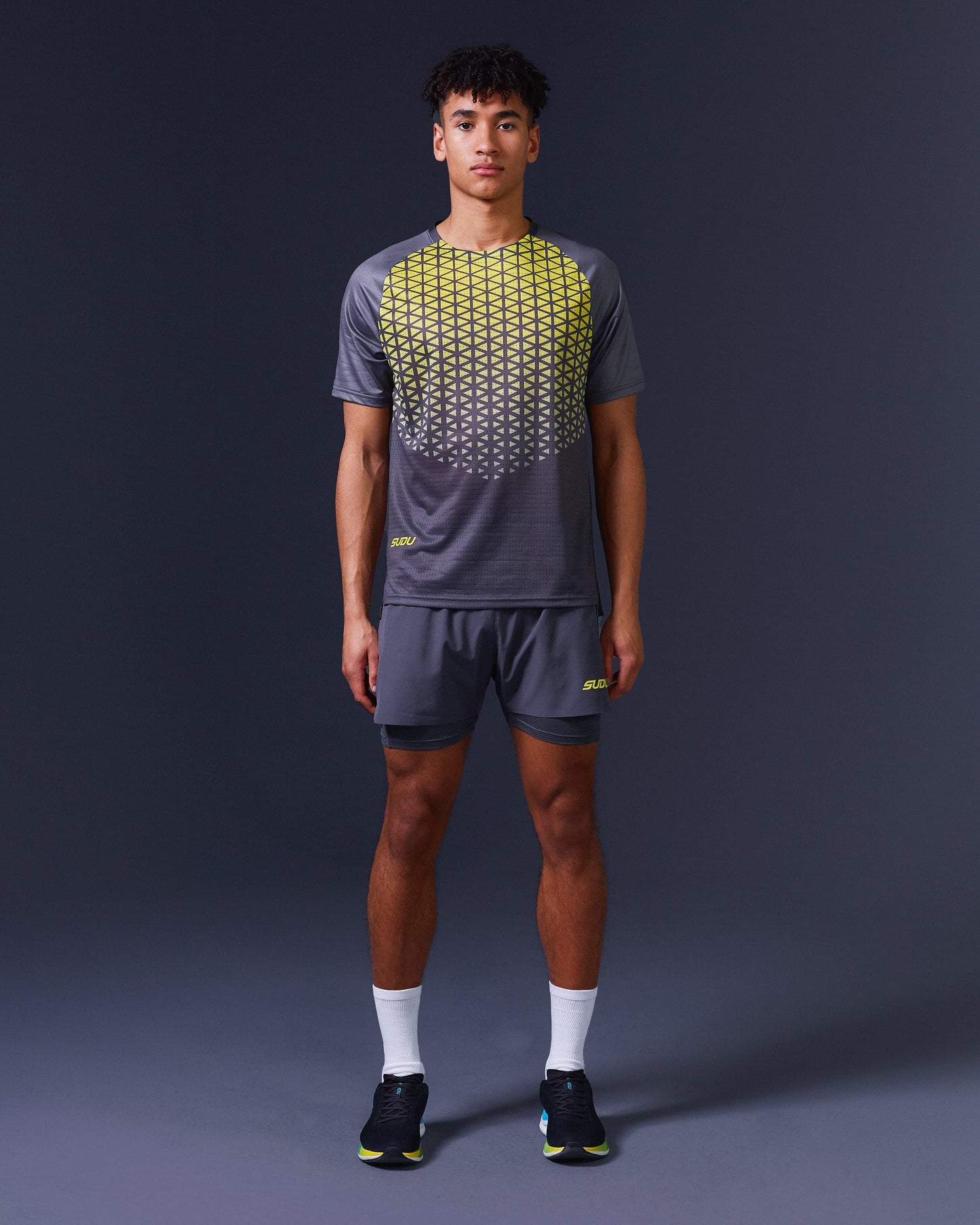 SUDU SRT SS 01 Run Short Sleeve T-Shirt - Iron Gate / Blazing Yellow XS Short Sleeve T-Shirt