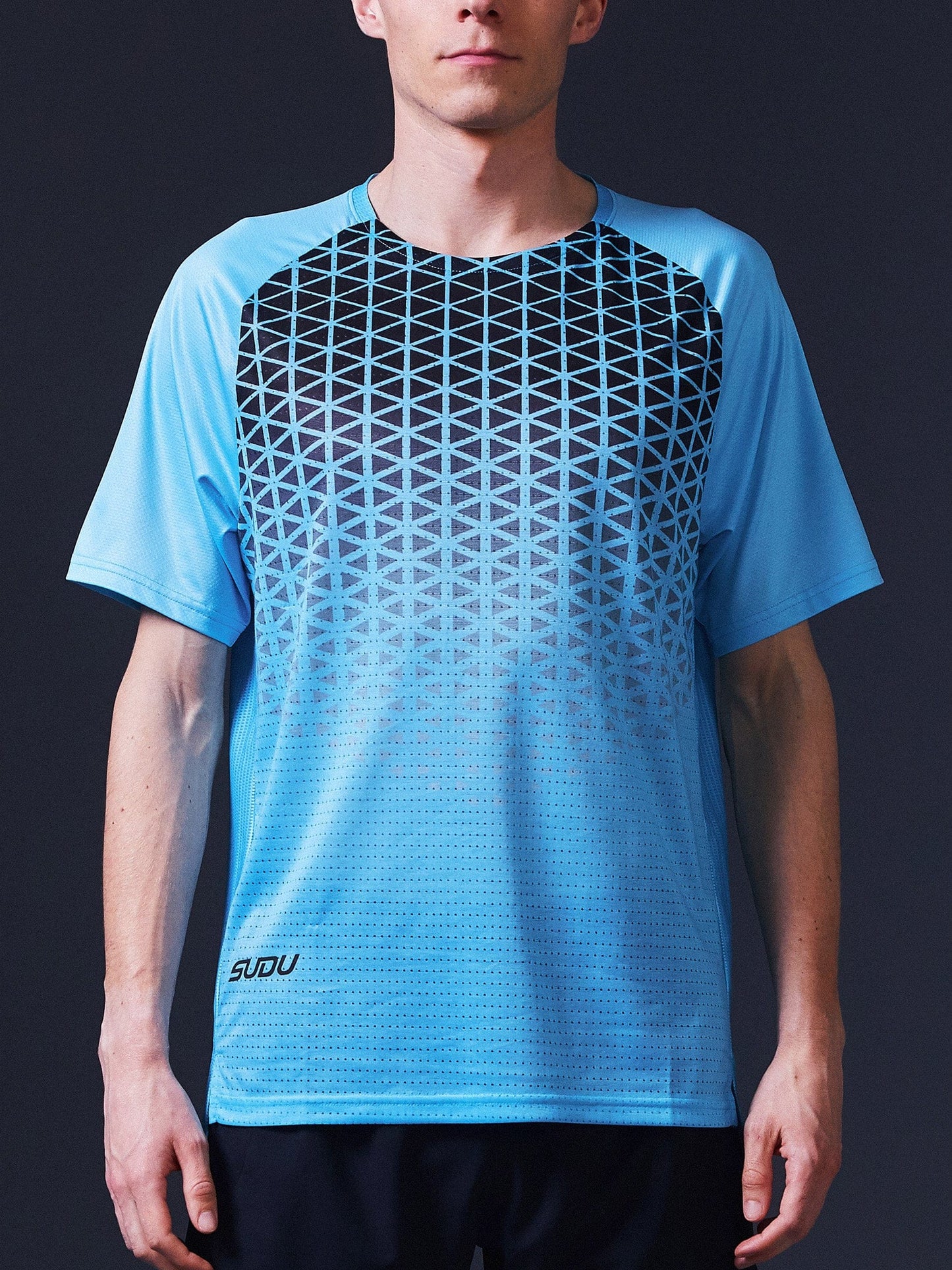 SUDU SRT SS 01 Run Short Sleeve T-Shirt - Light Blue/Black Short Sleeve T-Shirt