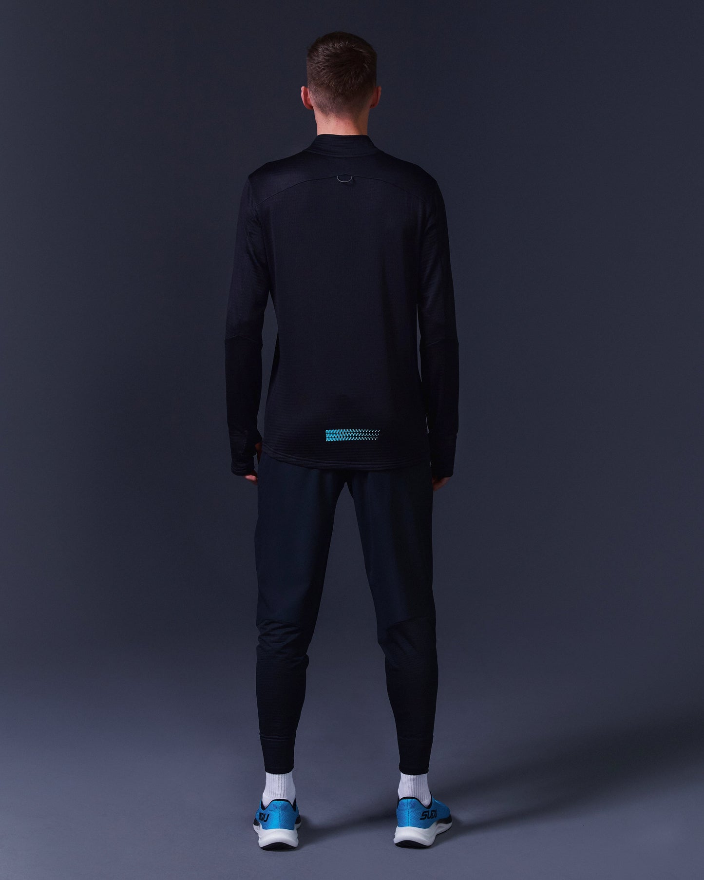 SUDU SRZ 01 Run Zip Mid-Layer - Black Beauty / Aquarius Long Sleeve Shirt