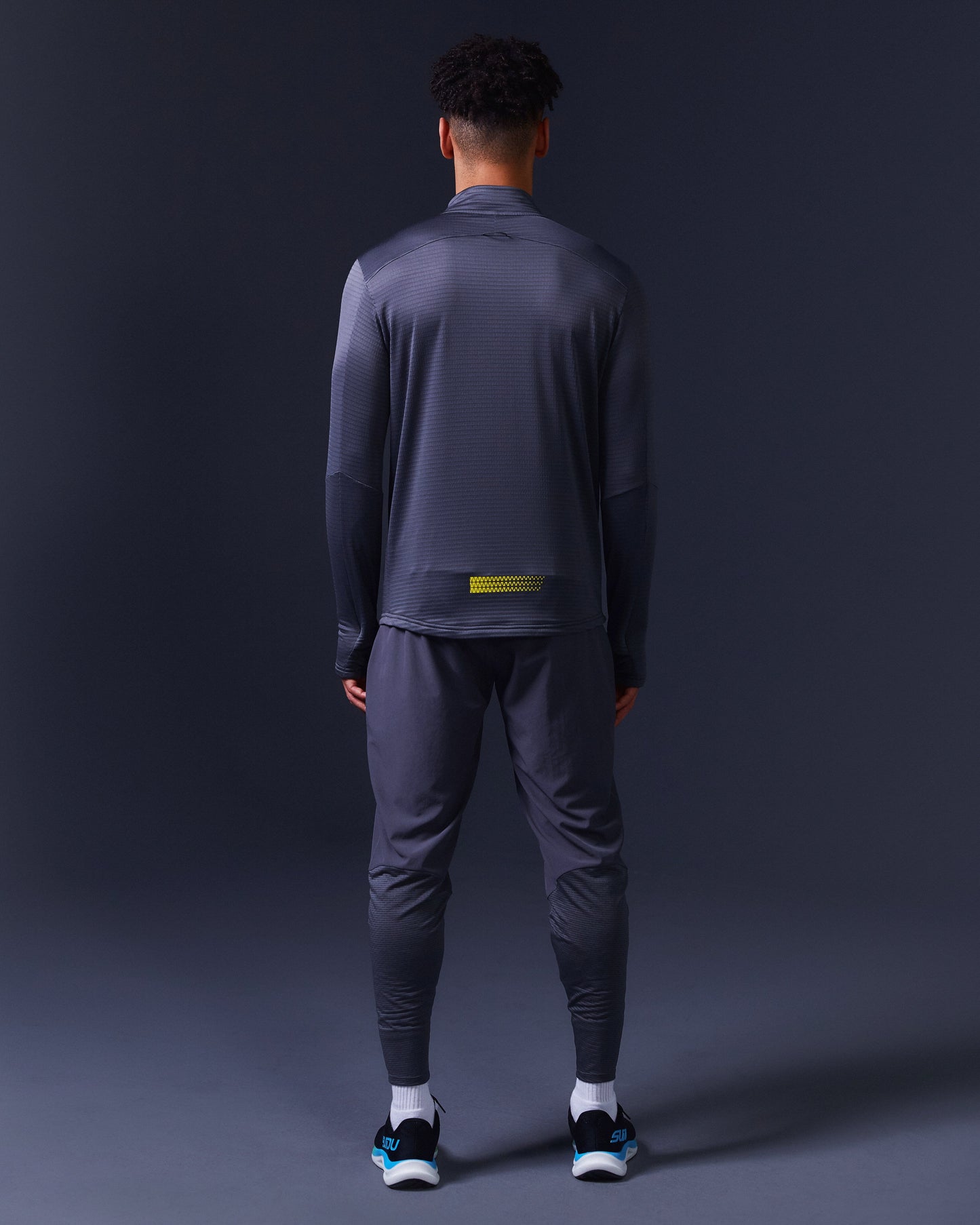 SUDU SRZ 01 Run Zip Mid-Layer - Iron Gate / Blazing Yellow Long Sleeve Shirt