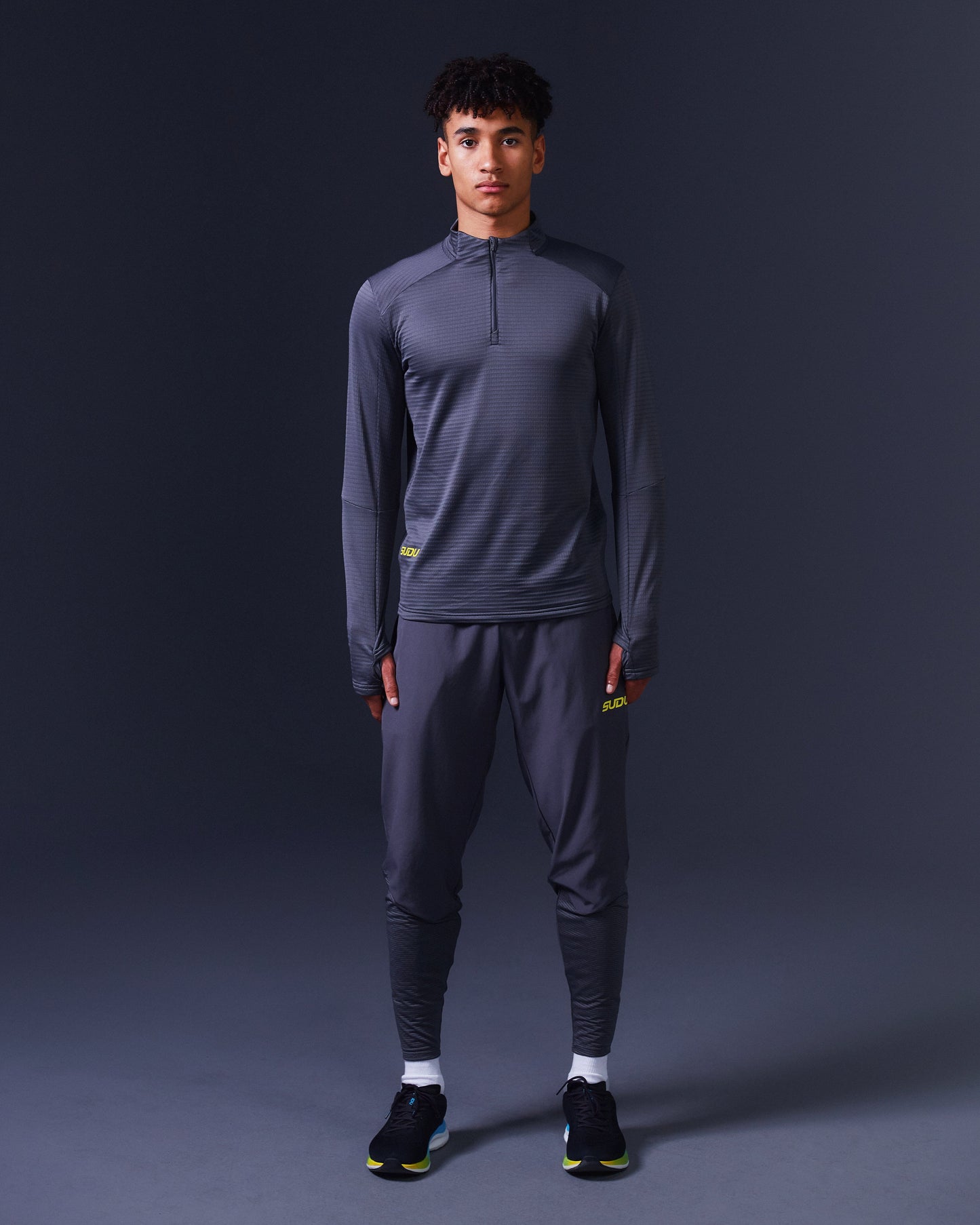 SUDU SRZ 01 Run Zip Mid-Layer - Iron Gate / Blazing Yellow XS Long Sleeve Shirt