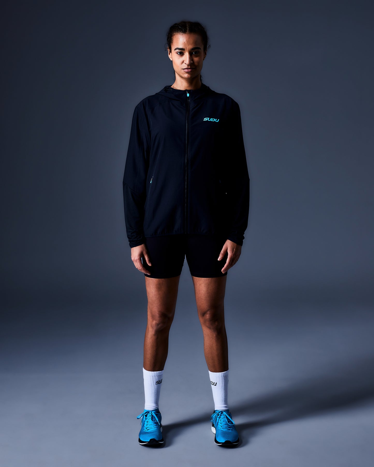 SRJ FZ 01 Run Full Zip Jacket - Black/Light Blue