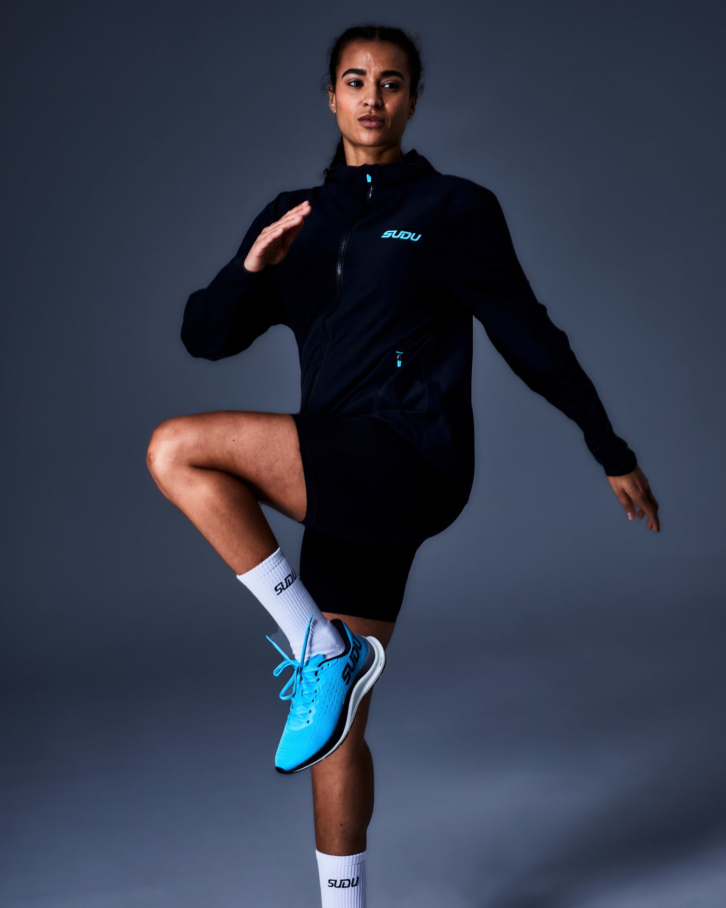 SRJ FZ 01 Run Full Zip Jacket - Black/Light Blue