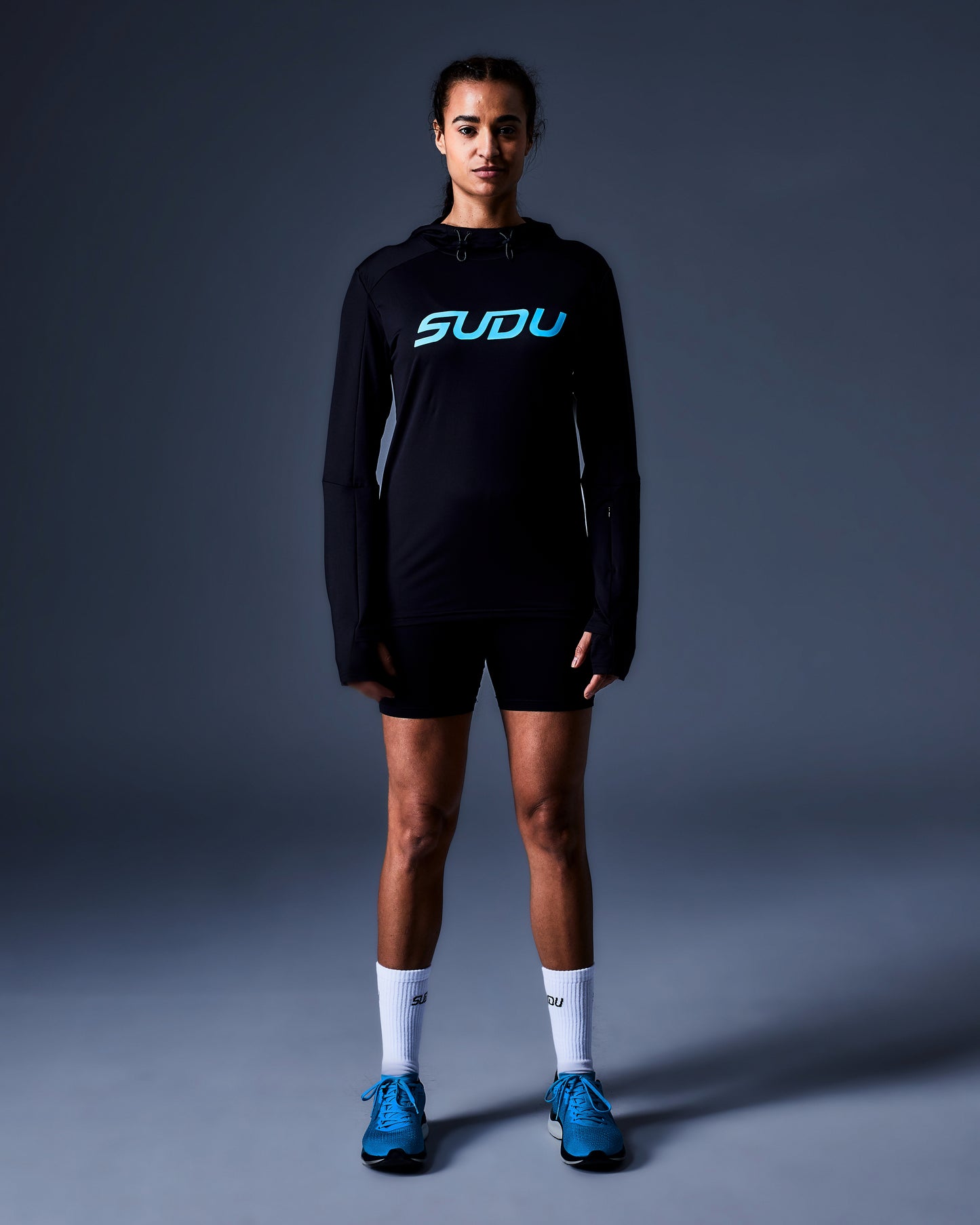 SRH 01 Run Hoodie - Black/Light Blue