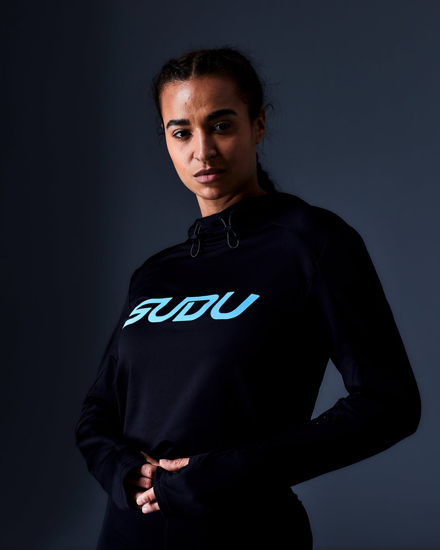 SRH 01 Run Hoodie - Black/Light Blue