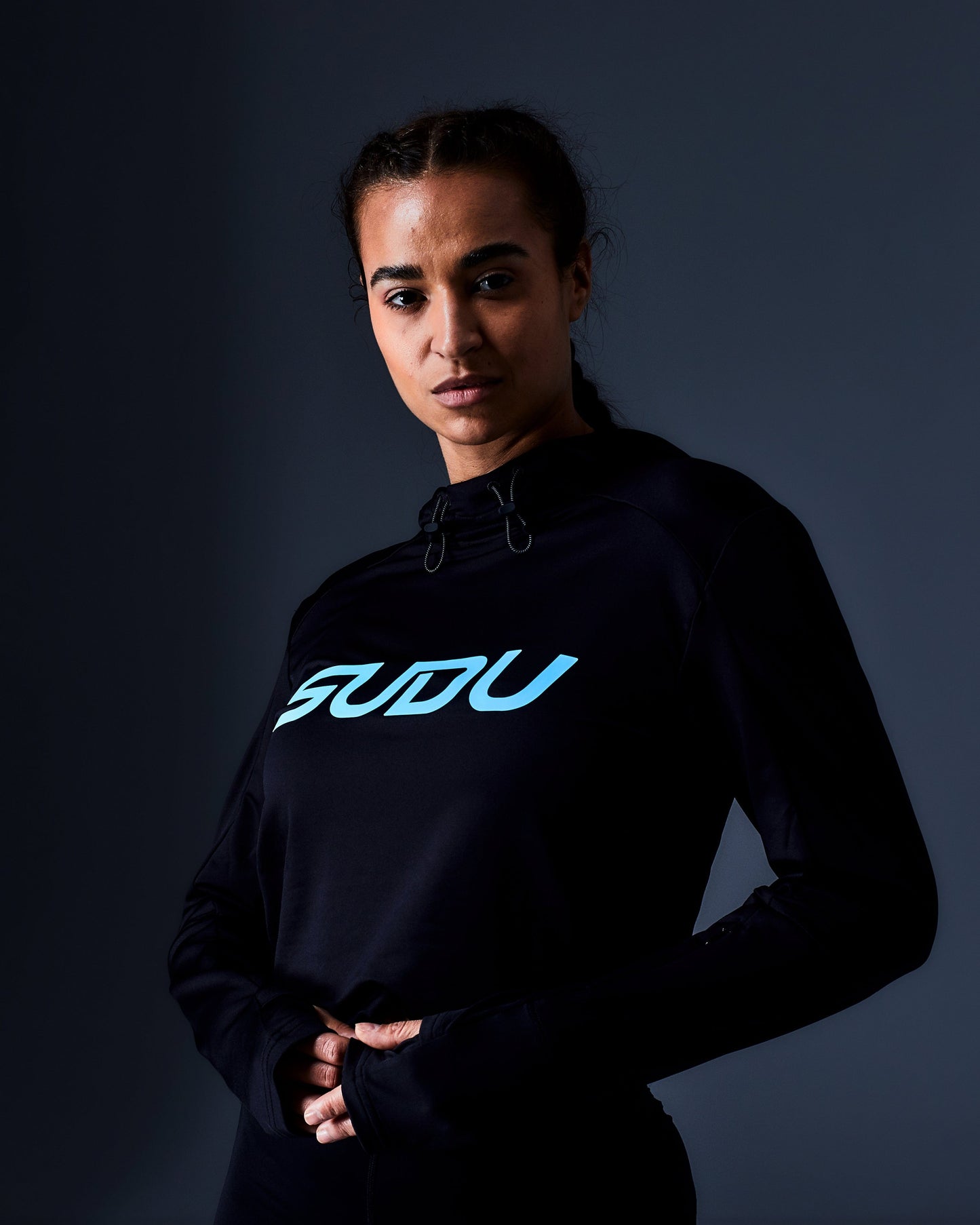 SUDU SRH 01 Run Hoodie - Black/Light Blue Hoodie