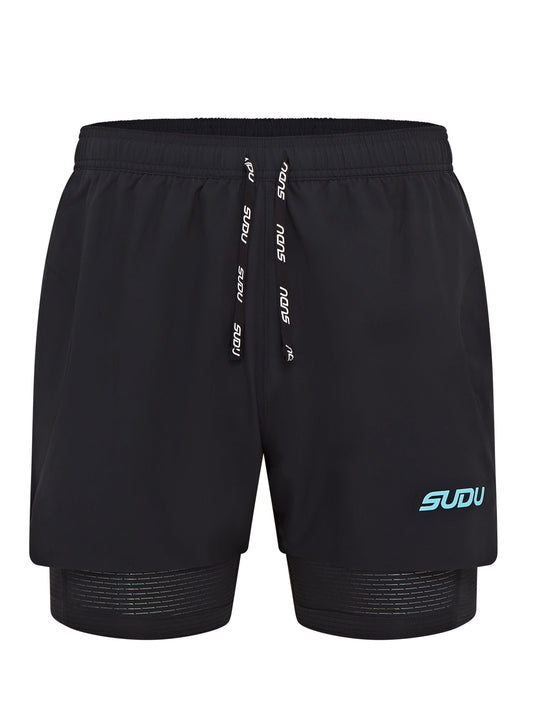 SUDU SRS 01 Run Shorts - Black/Light Blue XS Shorts