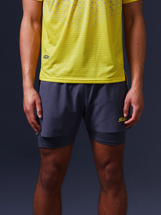 SUDU SRS 01 Run Shorts - Grey/Yellow Shorts