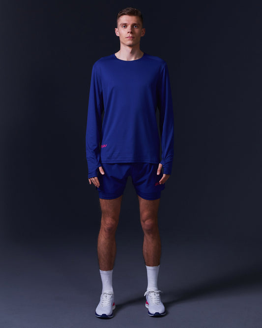 SUDU SRT LS 01 Run Long Sleeve Shirt - Belleweather Blue / Carmine Rose XS Long Sleeve Shirt