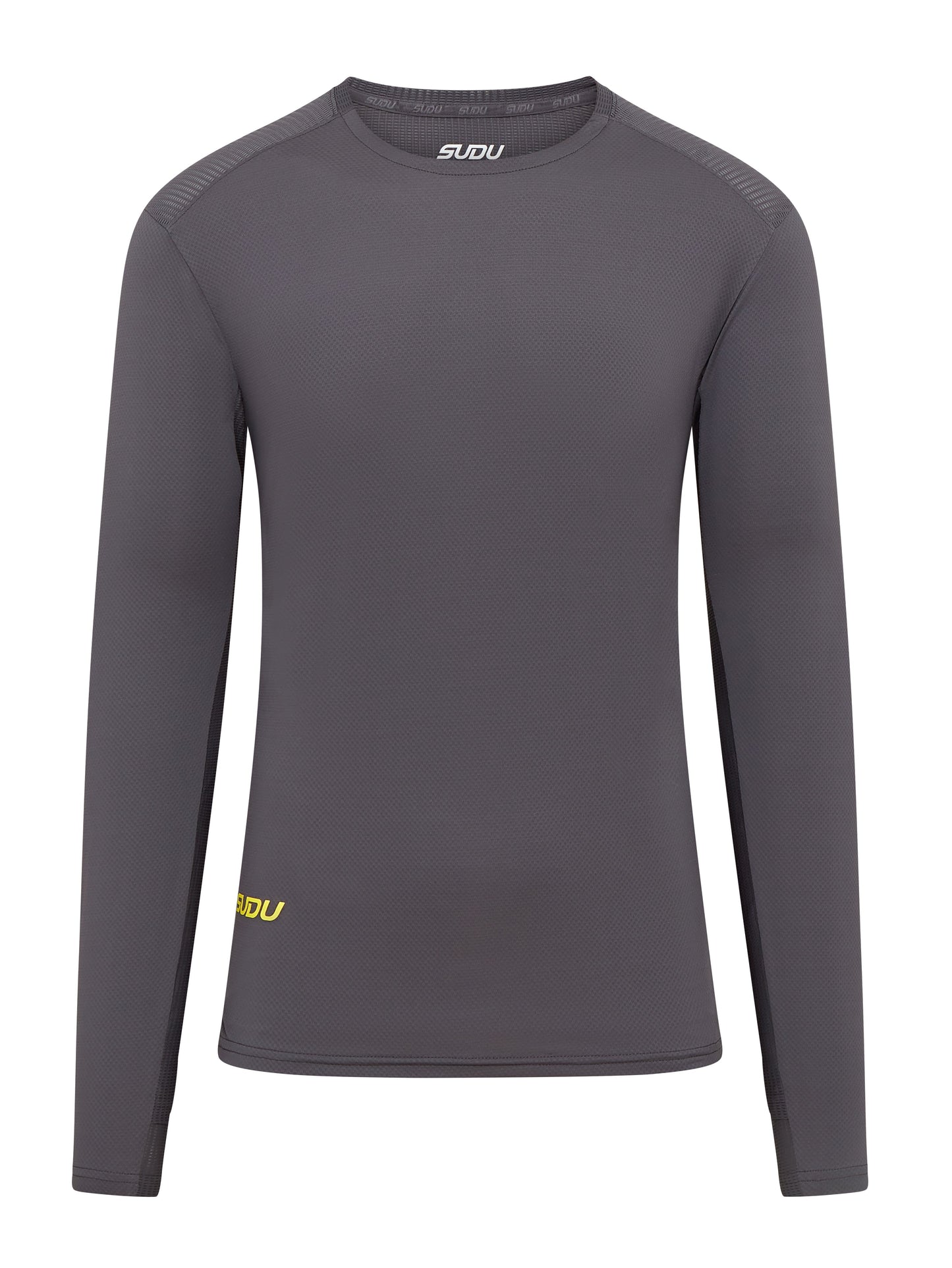 SUDU SRT LS 01 Run Long Sleeve Shirt - Grey/Yellow XS Long Sleeve Shirt