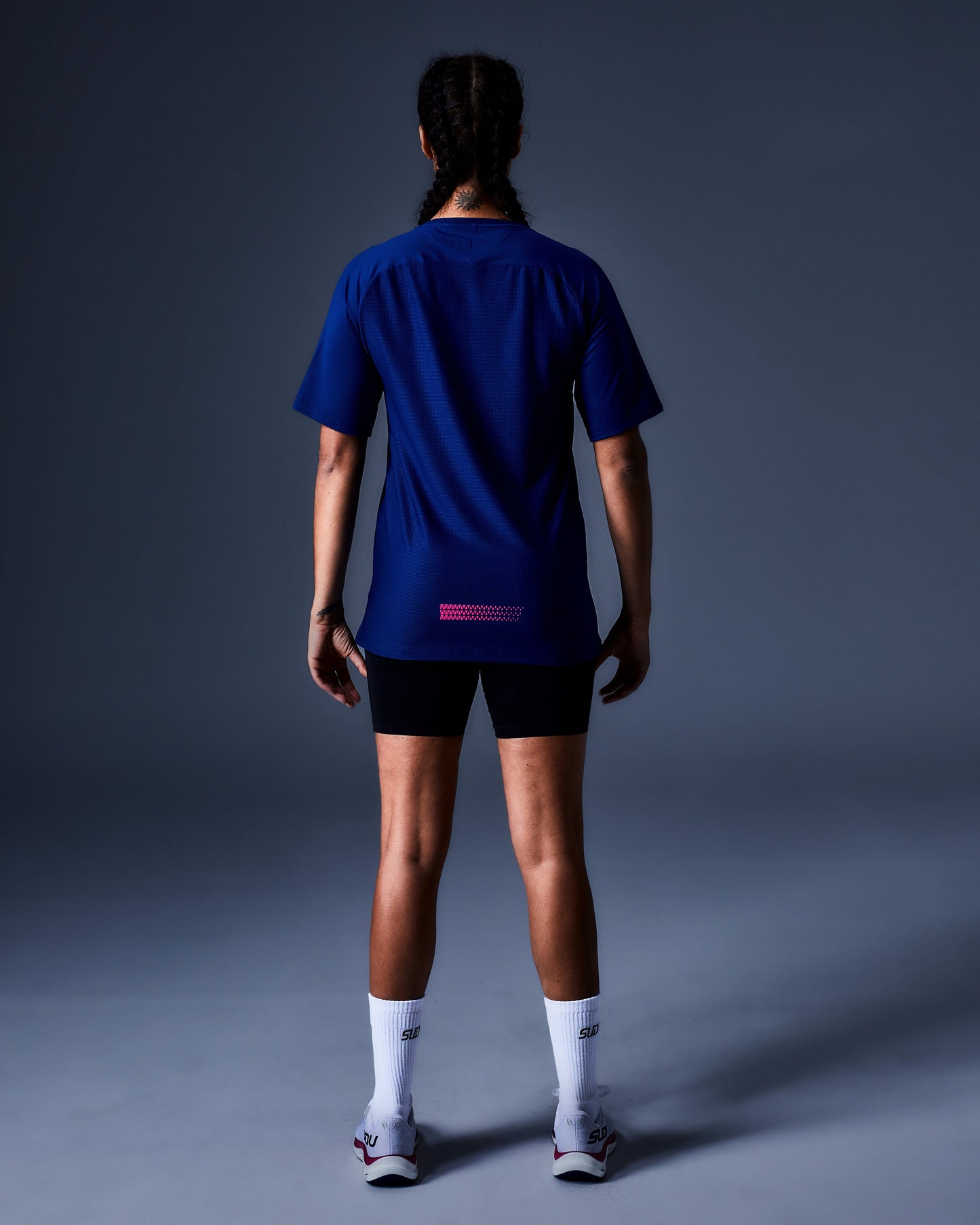 SUDU SRT SS 01 Run Short Sleeve T-Shirt - Dark Blue/Pink Short Sleeve T-Shirt