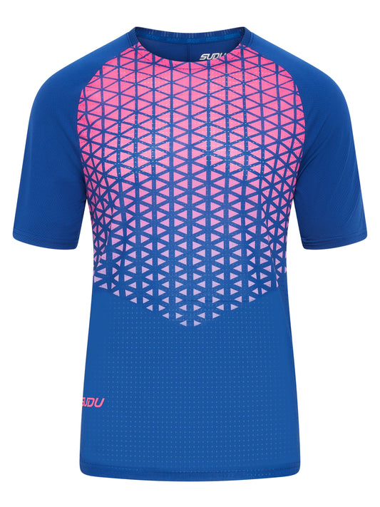 SUDU SRT SS 01 Run Short Sleeve T-Shirt - Dark Blue/Pink XS Short Sleeve T-Shirt