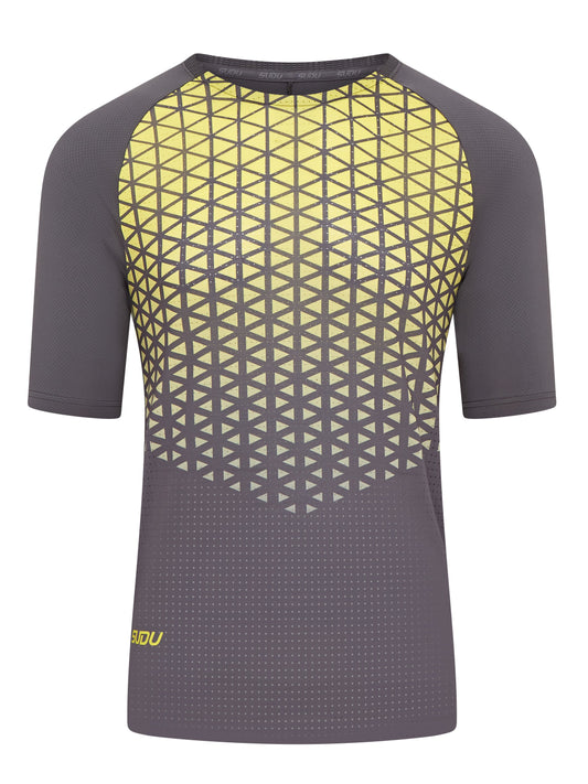 SUDU SRT SS 01 Run Short Sleeve T-Shirt - Grey/Yellow XS Short Sleeve T-Shirt