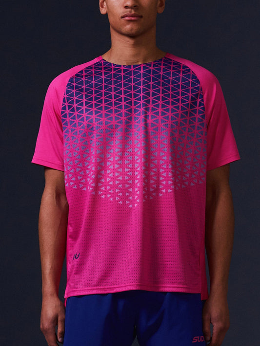 SUDU SRT SS 01 Run Short Sleeve T-Shirt - Pink/Dark Blue Short Sleeve T-Shirt