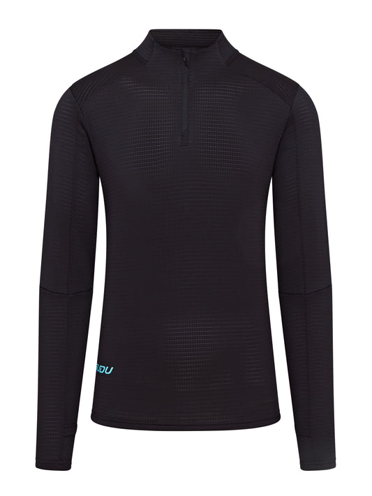 SUDU SRZ 01 Run Zip Mid-Layer - Black/Light Blue XS Long Sleeve Shirt