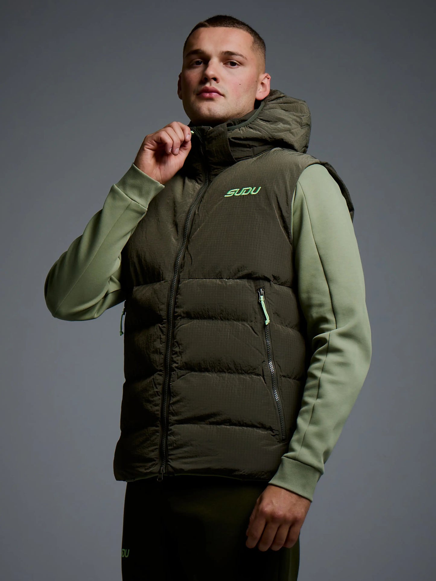SUDU SUDU Lifestyle Padded Gilet - Dark Khaki Gilet