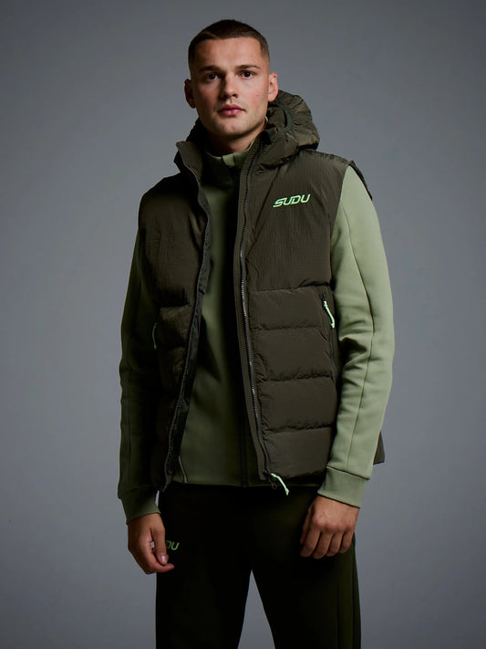 SUDU SUDU Lifestyle Padded Gilet - Dark Khaki Gilet