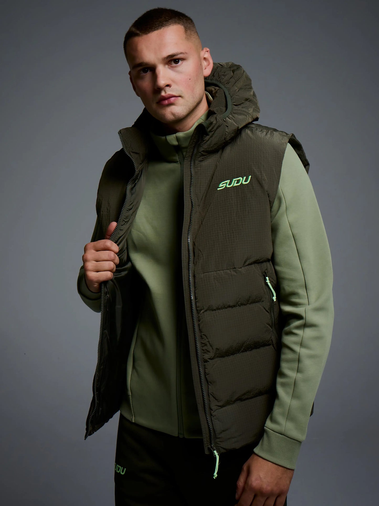 SUDU SUDU Lifestyle Padded Gilet - Dark Khaki Gilet