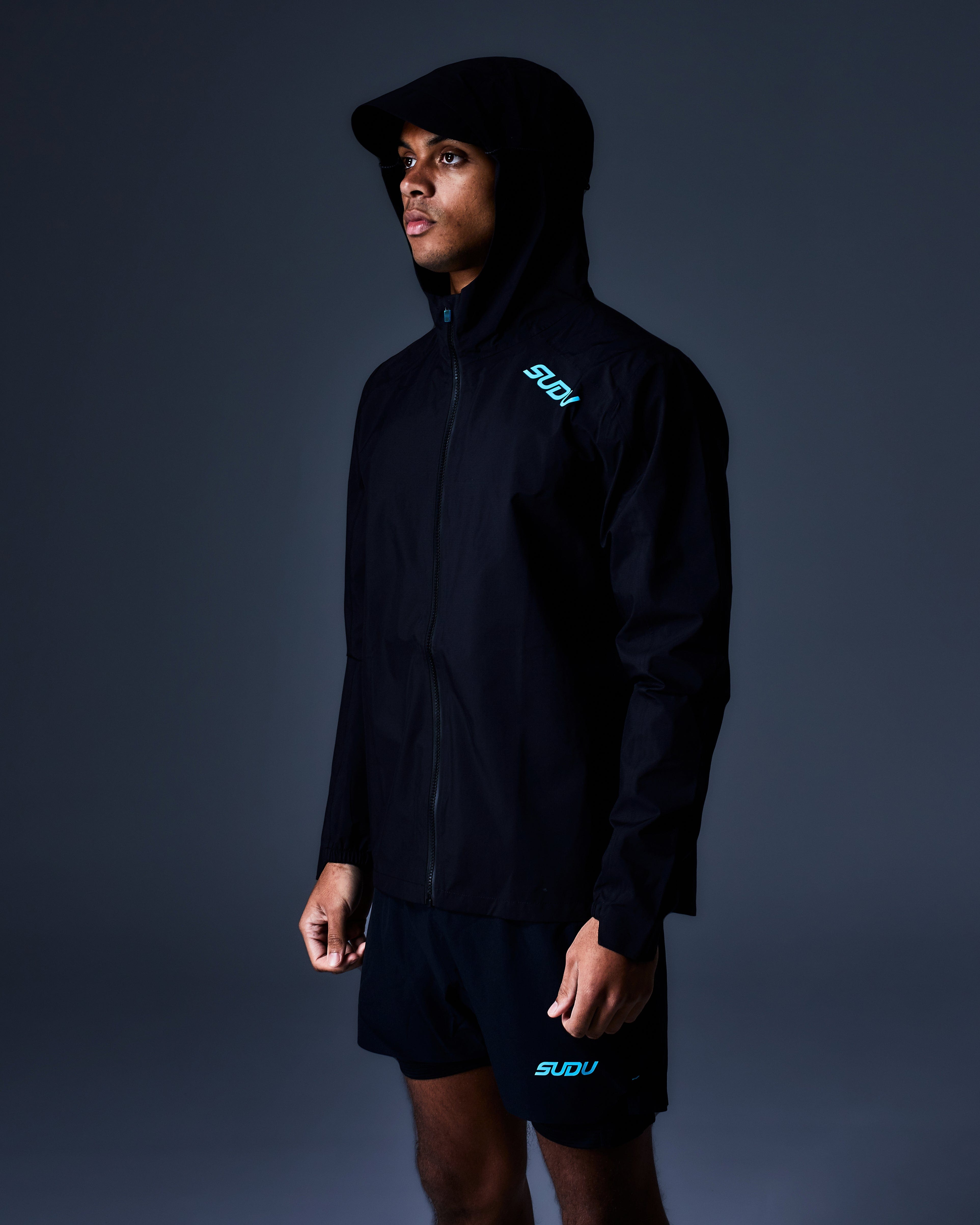 Black waterproof rain jacket online